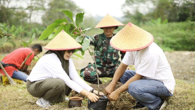 
					Warga bersama perwakilan In Journey Destination Management dan PT Taman Wisata Borobudur menanam bibit pohon gayam di bantaran Sungai Sileng, Borobudur. (InJourney)