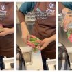 Penggunaan cup holder saat membeli kopi (sumber: TikTok @Rosepanda25)