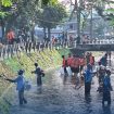 Kegiatan Merti Kali di Kali Bening Magelang sedang dilakukan oleh warga dan pemerintah melalui aksi bersih sungai serta penebaran benih ikan di bantaran kali, selasa (5/5/2026). 