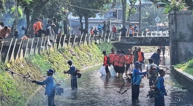 Kegiatan Merti Kali di Kali Bening Magelang sedang dilakukan oleh warga dan pemerintah melalui aksi bersih sungai serta penebaran benih ikan di bantaran kali, selasa (5/5/2026). 